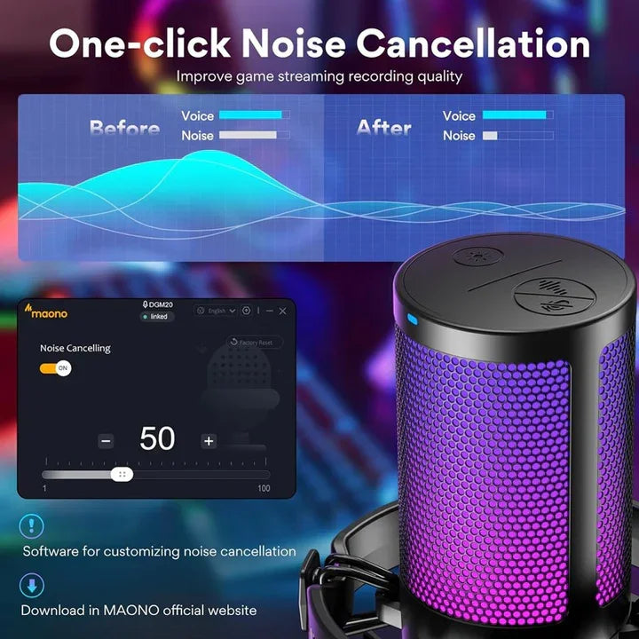 Maonocaster DGM20 GamerWave USB Gaming Microphone with Noise Cancellation - Tashqila Maonocaster DGM20 GamerWave USB Gaming Microphone with Noise Cancellation - Tashqila